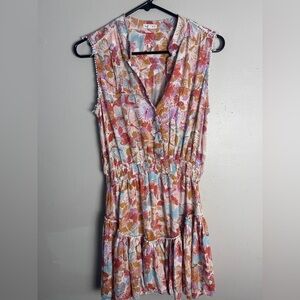 Poupette St. Barth Pink Orange Sleeveless Sundress